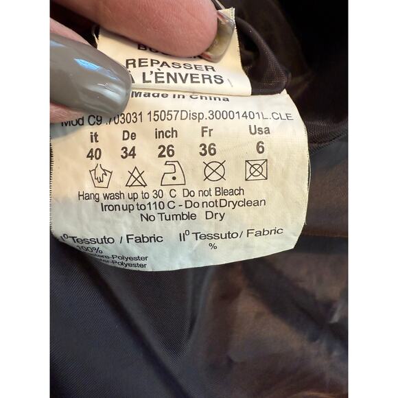 Women's VIntage Faux Suede Brown Long Button Front Coat Size 6 - Picture 6 of 8